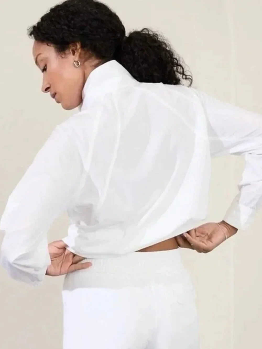 ATHLETA BOUNDLESS POPOVER BRIGHT WHITE KANGAROO POCKET LIGHTWEIGHT JACKET XS